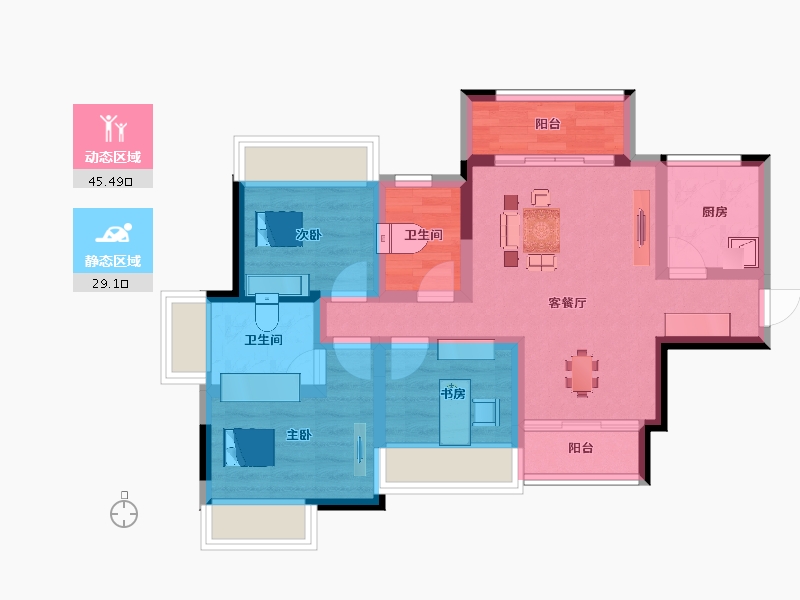 广东省-韶关市-欧浦御龙湾-64.05-户型库-动静分区