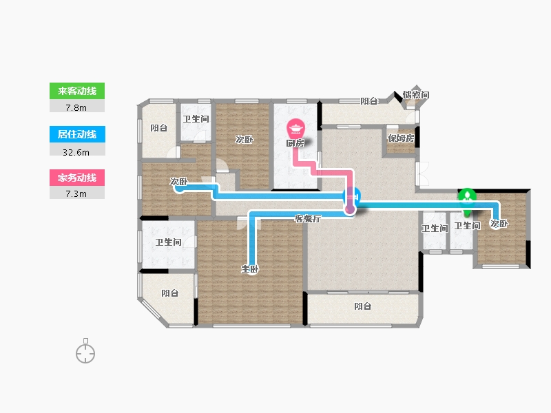 重庆-重庆市-花滩国际新城公园王府-246.34-户型库-动静线