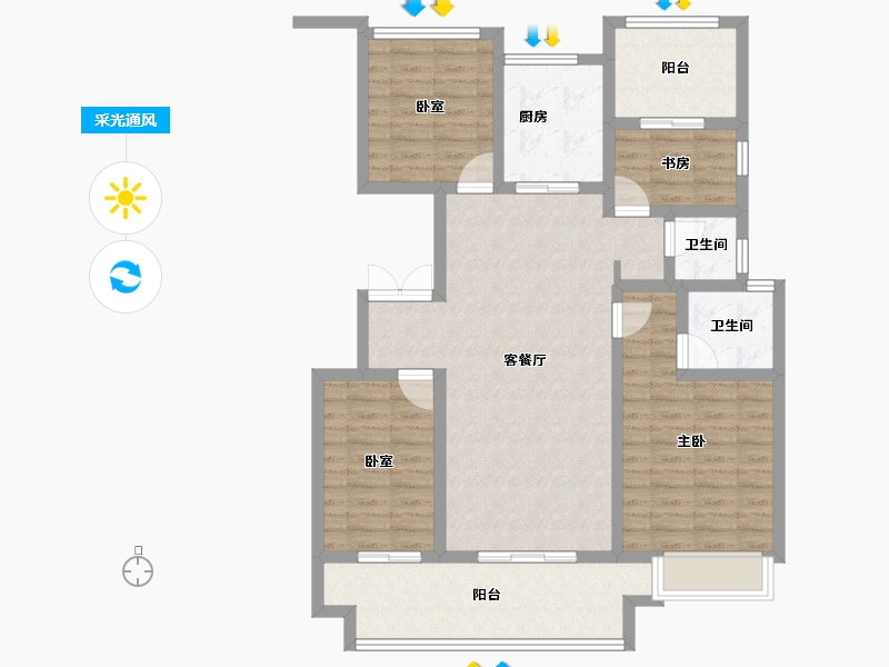 安徽省-阜阳市-红星美凯龙翰林华府​-100.80-户型库-采光通风