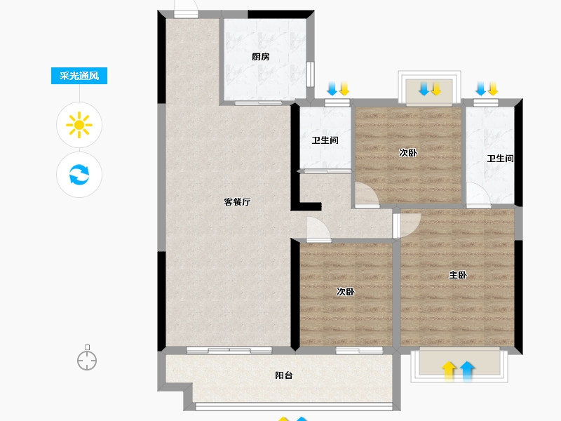 江西省-萍乡市-碧桂园-93.60-户型库-采光通风