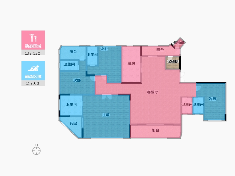 重庆-重庆市-花滩国际新城公园王府-263.16-户型库-动静分区