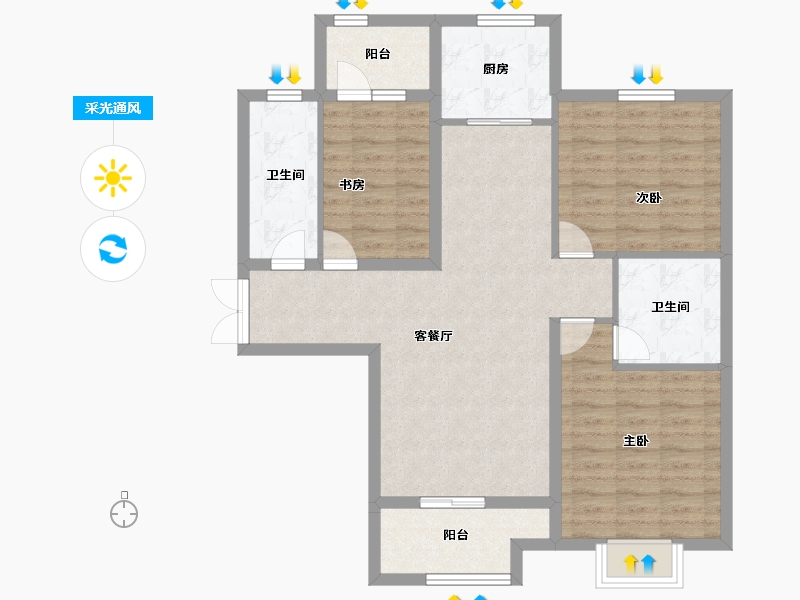 河北省-邢台市-旭阳学府西区-91.30-户型库-采光通风