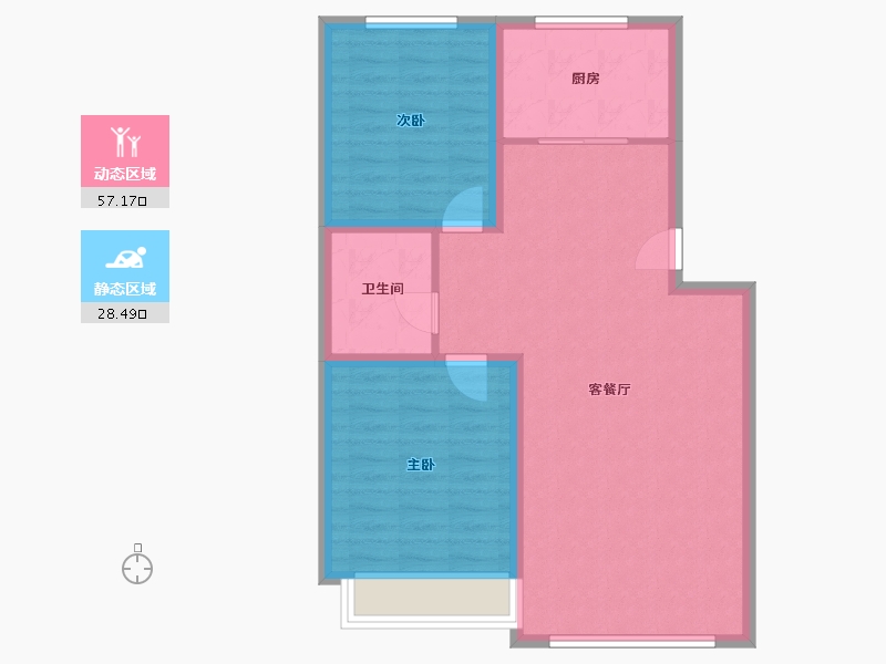 辽宁省-盘锦市-林海景天·林溪苑-77.60-户型库-动静分区