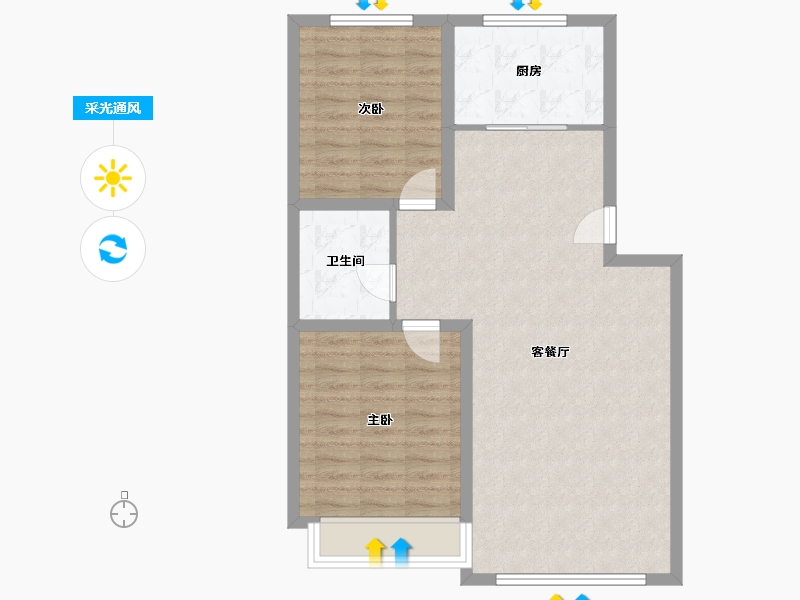 辽宁省-盘锦市-林海景天·林溪苑-77.60-户型库-采光通风