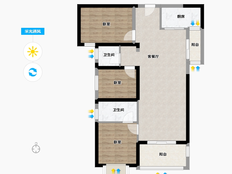 福建省-漳州市-九曲澜山-81.60-户型库-采光通风