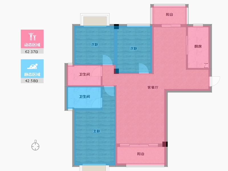 福建省-泉州市-卓辉东湖悦城-94.24-户型库-动静分区