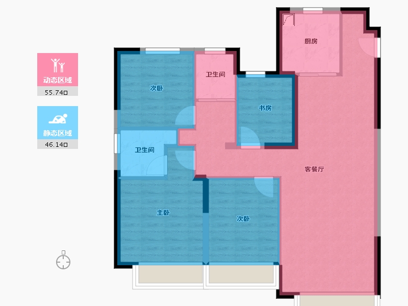 新疆维吾尔自治区-乌鲁木齐市-绿城明月兰亭-95.00-户型库-动静分区