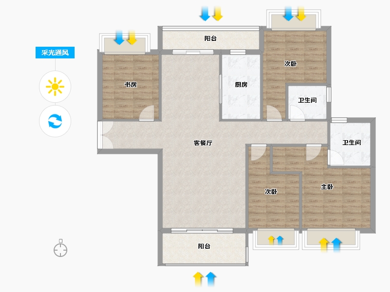 广东省-梅州市-雅涛豪苑-114.70-户型库-采光通风