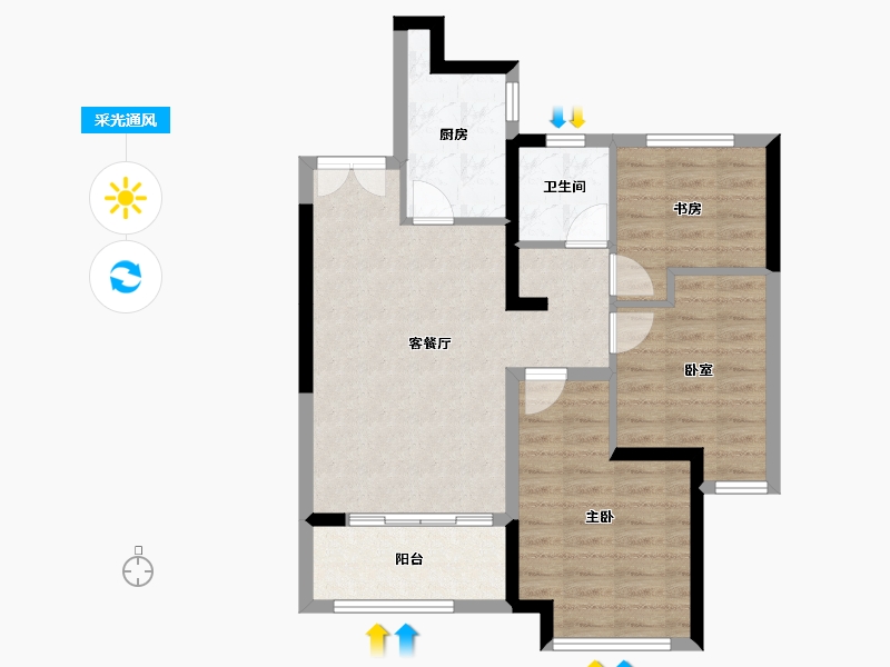 河南省-郑州市-远洋臻园-71.75-户型库-采光通风