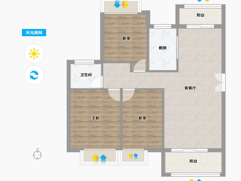 福建省-龙岩市-客都汇·金岸佳园-80.85-户型库-采光通风