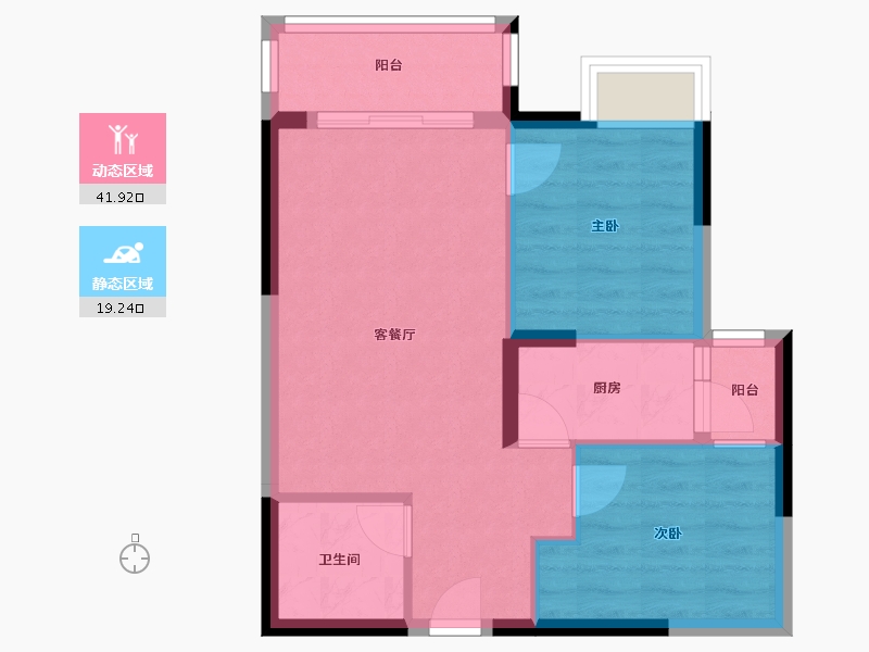 云南省-红河哈尼族彝族自治州-南湖国际-54.80-户型库-动静分区