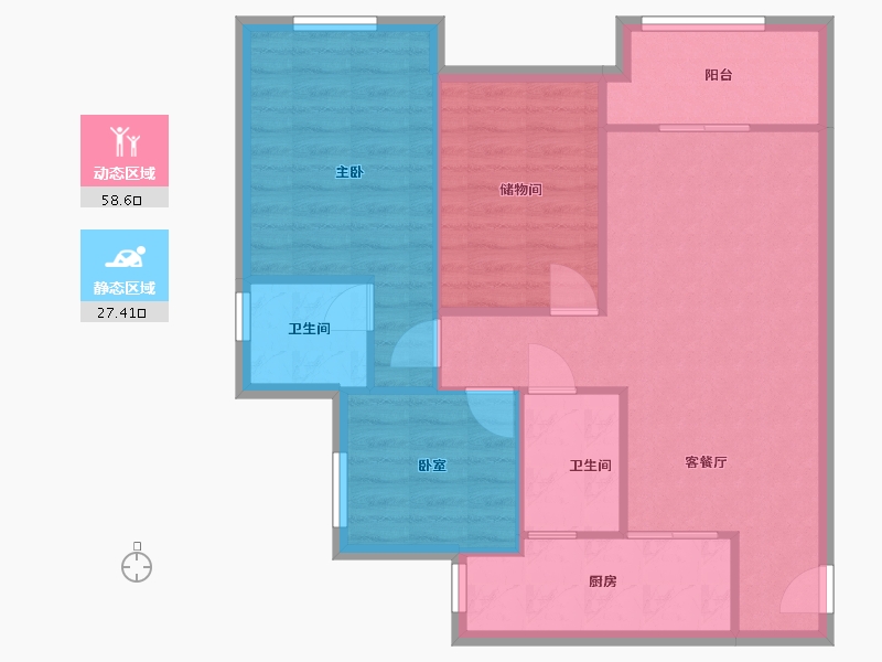 重庆-重庆市-西永九号-67.31-户型库-动静分区