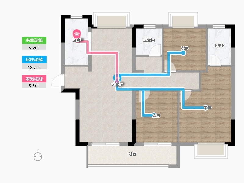 湖北省-黄冈市-南德上林公馆-89.97-户型库-动静线