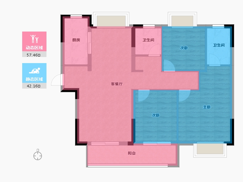 湖北省-黄冈市-南德上林公馆-89.97-户型库-动静分区