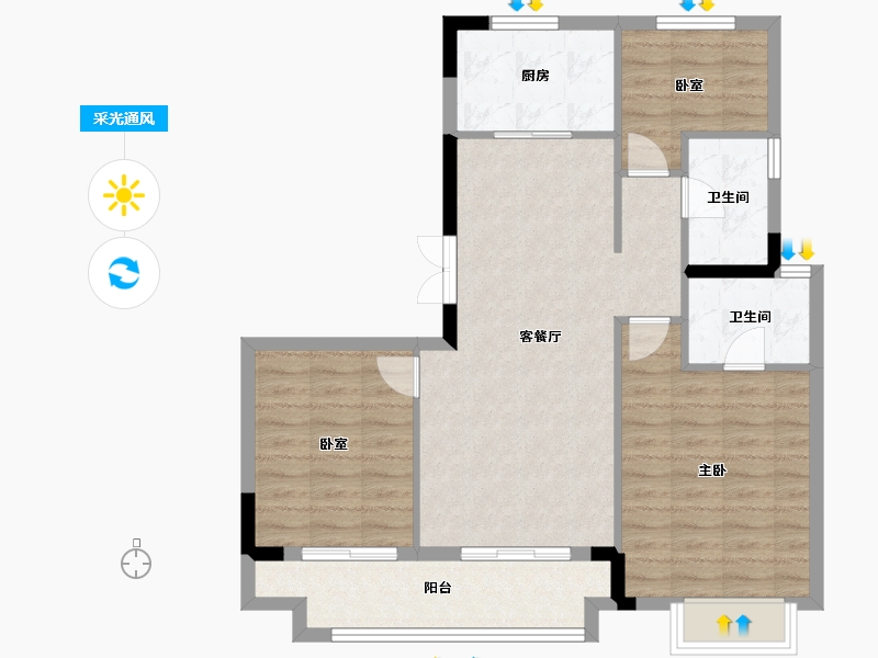 福建省-南平市-世茂阳光城·璀璨滨江-84.00-户型库-采光通风