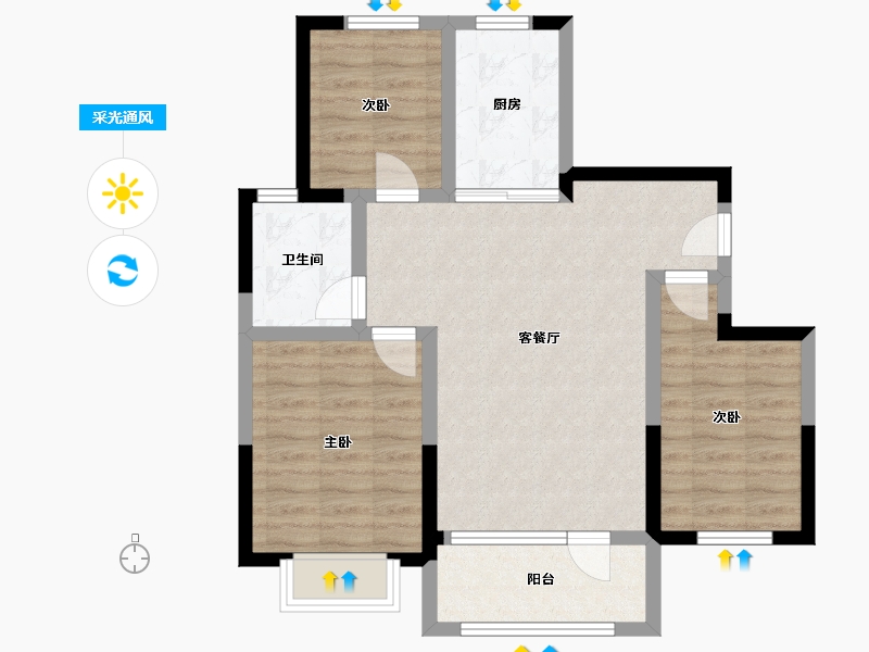 山东省-威海市-云山郡-75.00-户型库-采光通风