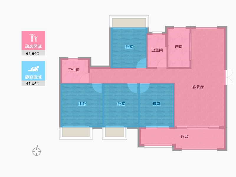 福建省-龙岩市-武平澜郡悦湖-95.52-户型库-动静分区