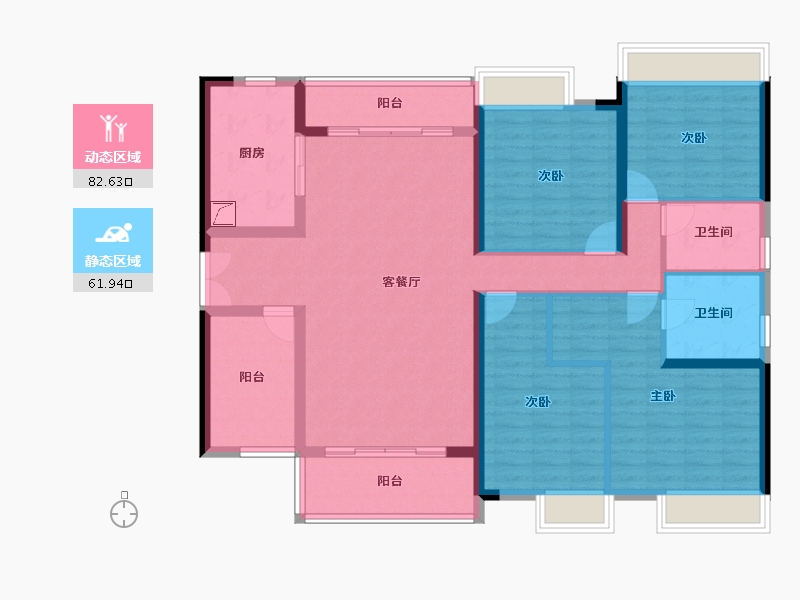 广东省-佛山市-保利中央公园-129.74-户型库-动静分区