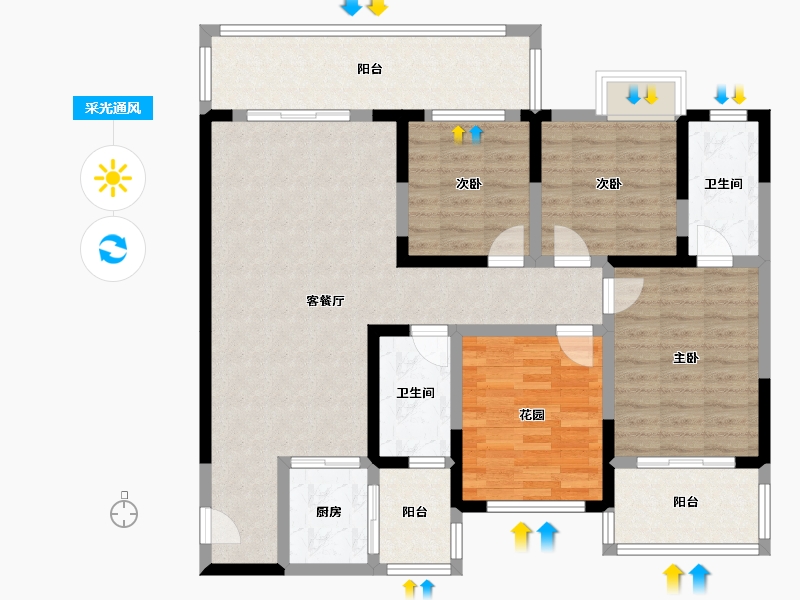 湖北省-鄂州市-书香曼城-113.30-户型库-采光通风