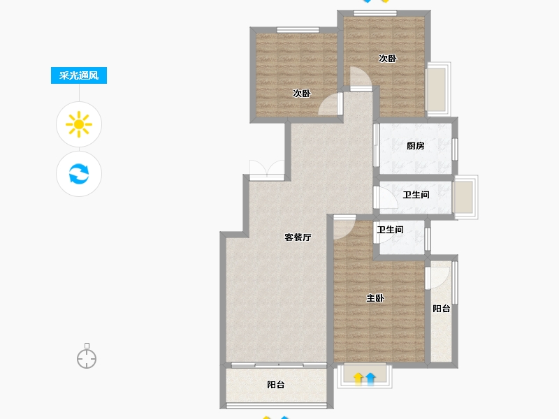 河南省-焦作市-孟州宏业鑫城-112.01-户型库-采光通风