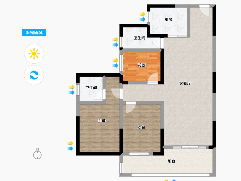 湖北省-鄂州市-书香曼城-95.48-户型库-采光通风