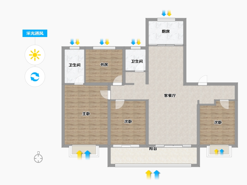 山东省-枣庄市-德圣风华里-120.96-户型库-采光通风