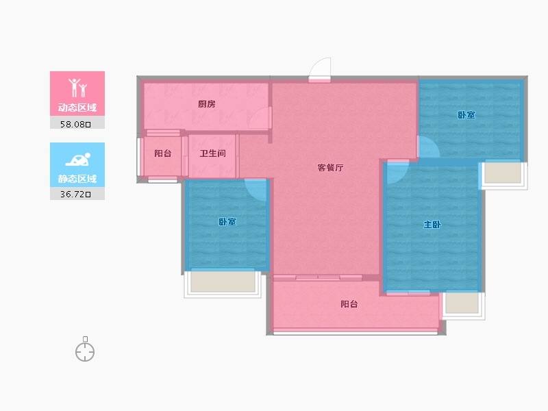 安徽省-阜阳市-碧桂园翡翠湾-85.60-户型库-动静分区