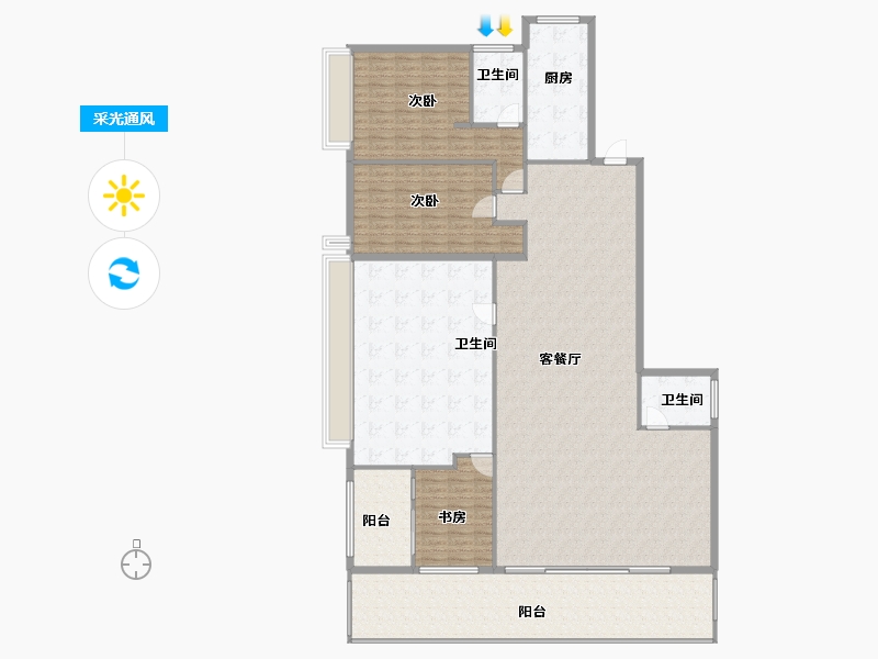 重庆-重庆市-日月光解放碑1号R3-226.39-户型库-采光通风