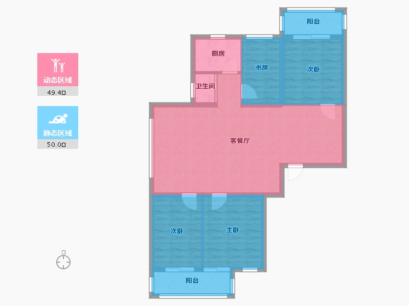 湖北省-鄂州市-书香曼城-89.61-户型库-动静分区