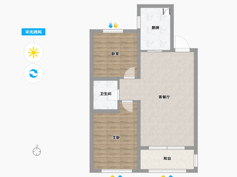 河北省-廊坊市-水岸香园-70.40-户型库-采光通风