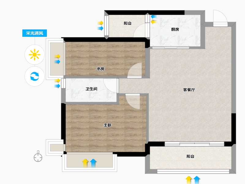 广东省-韶关市-欧浦御龙湾-64.16-户型库-采光通风