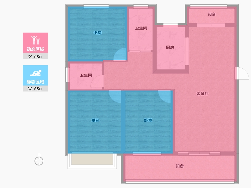 安徽省-阜阳市-碧桂园翡翠湾-96.00-户型库-动静分区