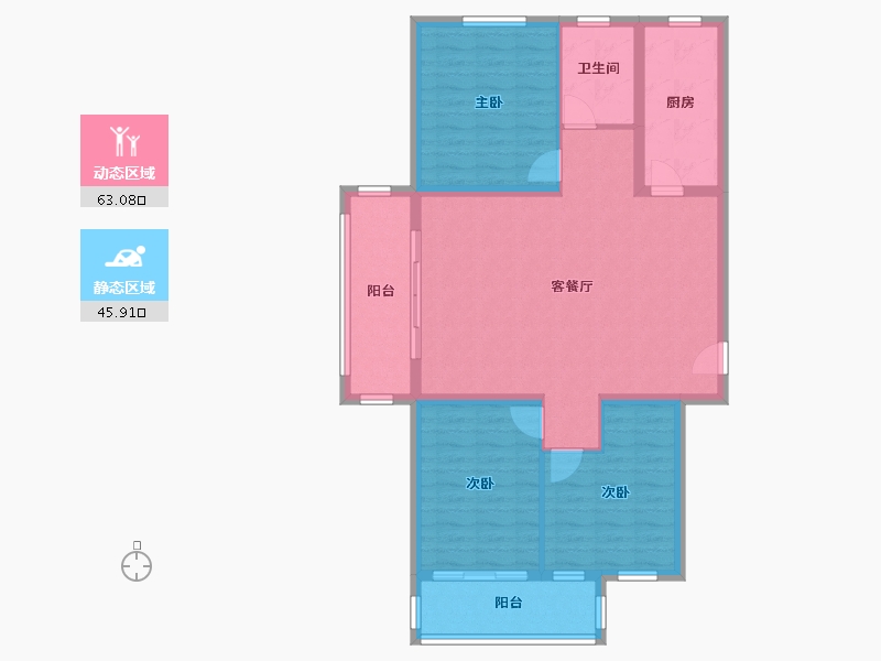 湖北省-鄂州市-书香曼城-98.41-户型库-动静分区