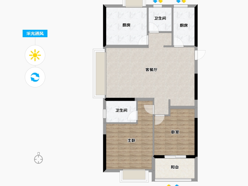 安徽省-阜阳市-置地双清湾​-92.80-户型库-采光通风