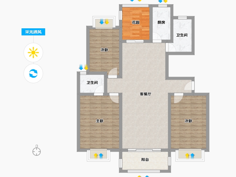 湖北省-鄂州市-书香曼城-106.32-户型库-采光通风