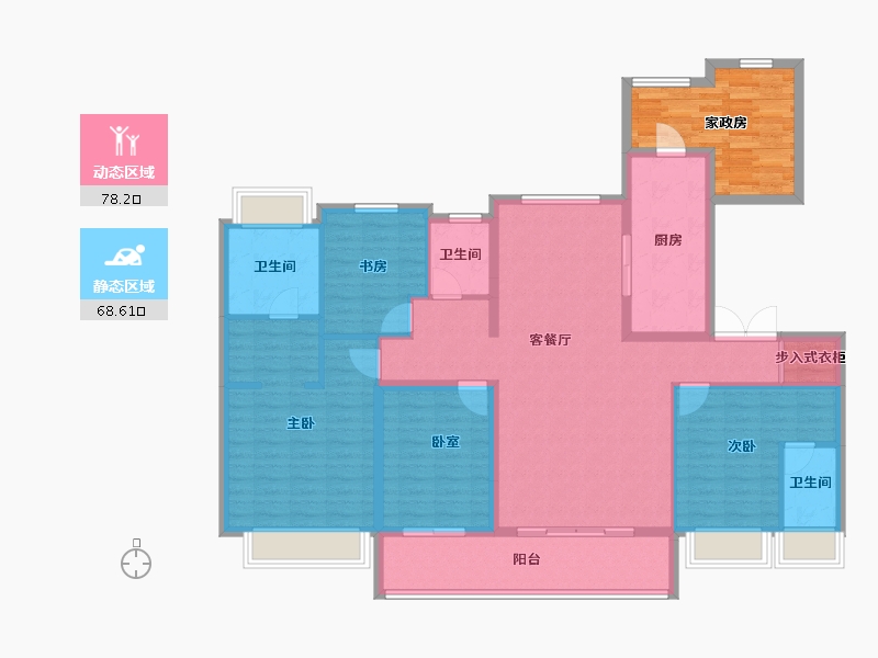 安徽省-阜阳市-碧桂园翡翠湾-144.00-户型库-动静分区