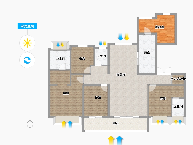 安徽省-阜阳市-碧桂园翡翠湾-144.00-户型库-采光通风