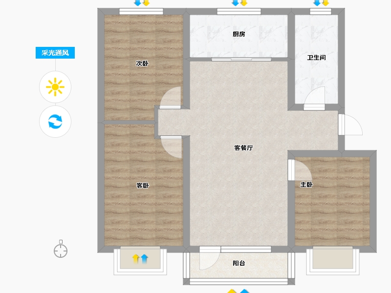 山东省-青岛市-奥润·和府-77.60-户型库-采光通风