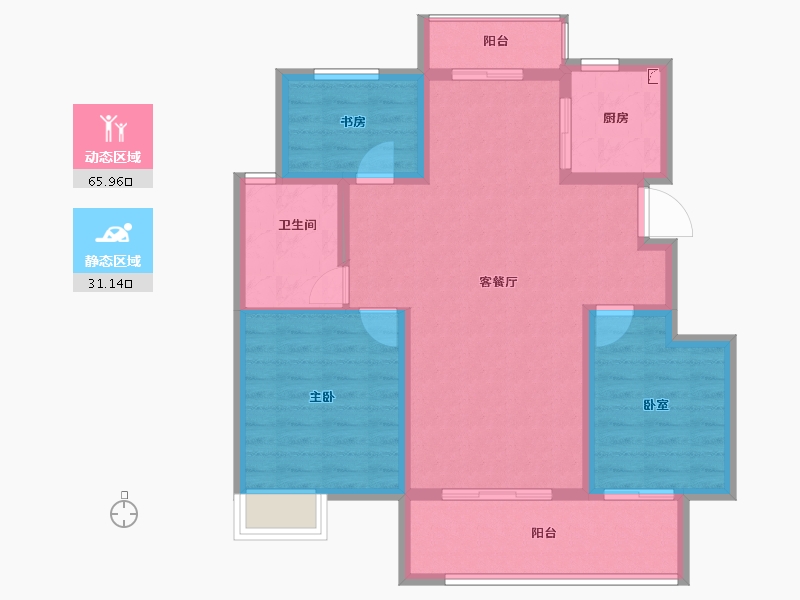 安徽省-六安市-众安玖珑府-87.06-户型库-动静分区