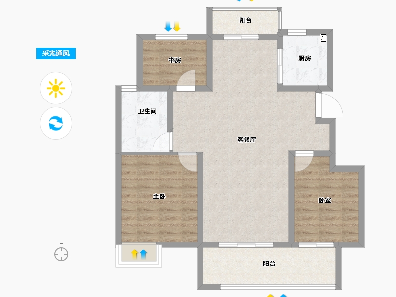 安徽省-六安市-众安玖珑府-87.06-户型库-采光通风