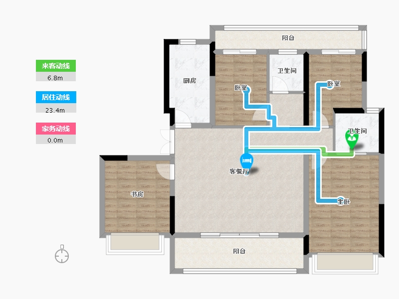 河南省-郑州市-招商美景·雍瑞园-117.28-户型库-动静线