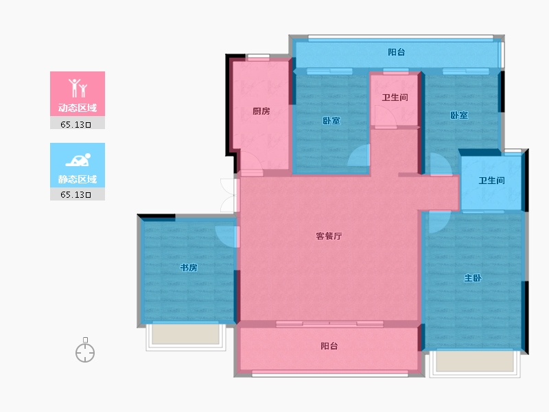 河南省-郑州市-招商美景·雍瑞园-117.28-户型库-动静分区