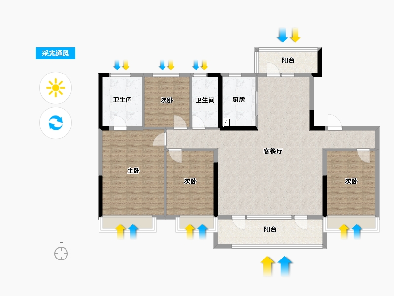 山东省-威海市-碧桂园翡翠郡-136.81-户型库-采光通风