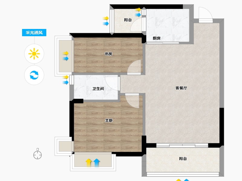 广东省-韶关市-欧浦御龙湾-63.41-户型库-采光通风