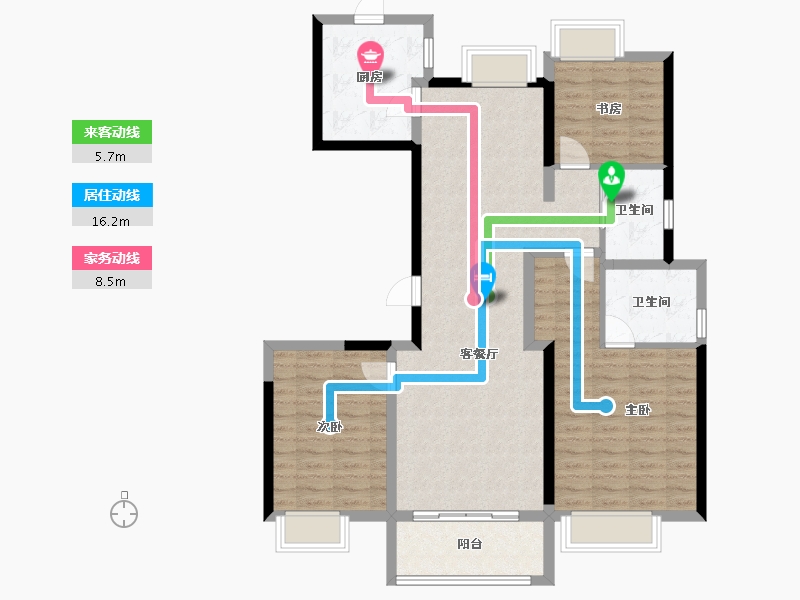 安徽省-阜阳市-置地双清湾​-105.60-户型库-动静线