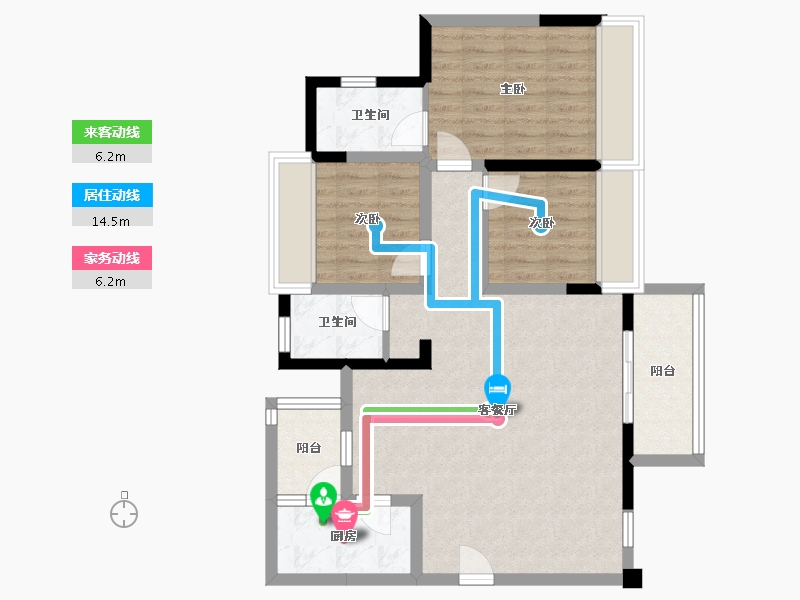 四川省-遂宁市-绿地·遂宁1958文创产业项目-83.25-户型库-动静线