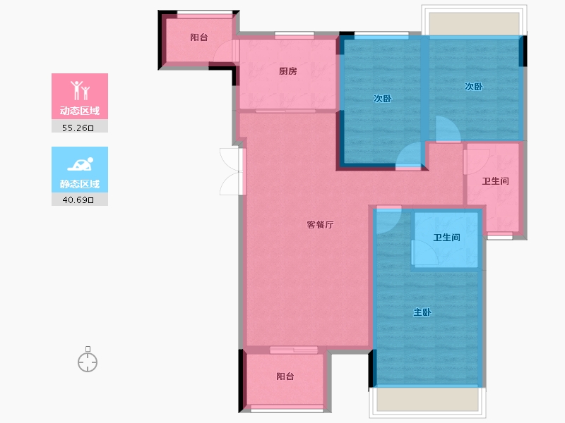 湖北省-黄石市-莲花湖·東景城-85.06-户型库-动静分区