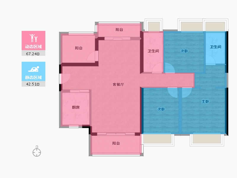 广东省-佛山市-保利中央公园-98.30-户型库-动静分区