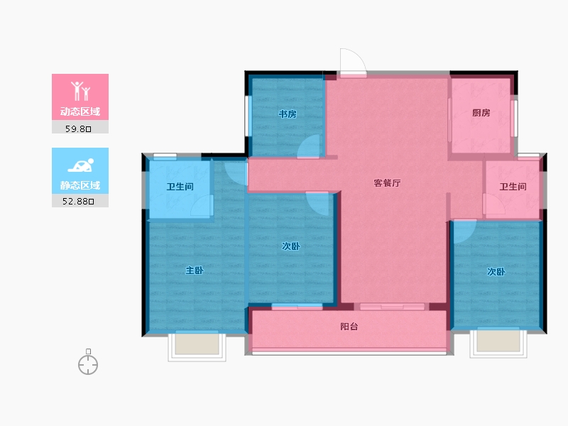 浙江省-杭州市-潮听映月府-101.86-户型库-动静分区