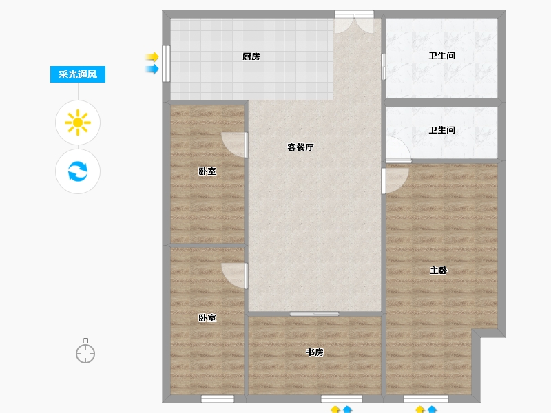 河北省-邯郸市-美食林环球中心-111.03-户型库-采光通风